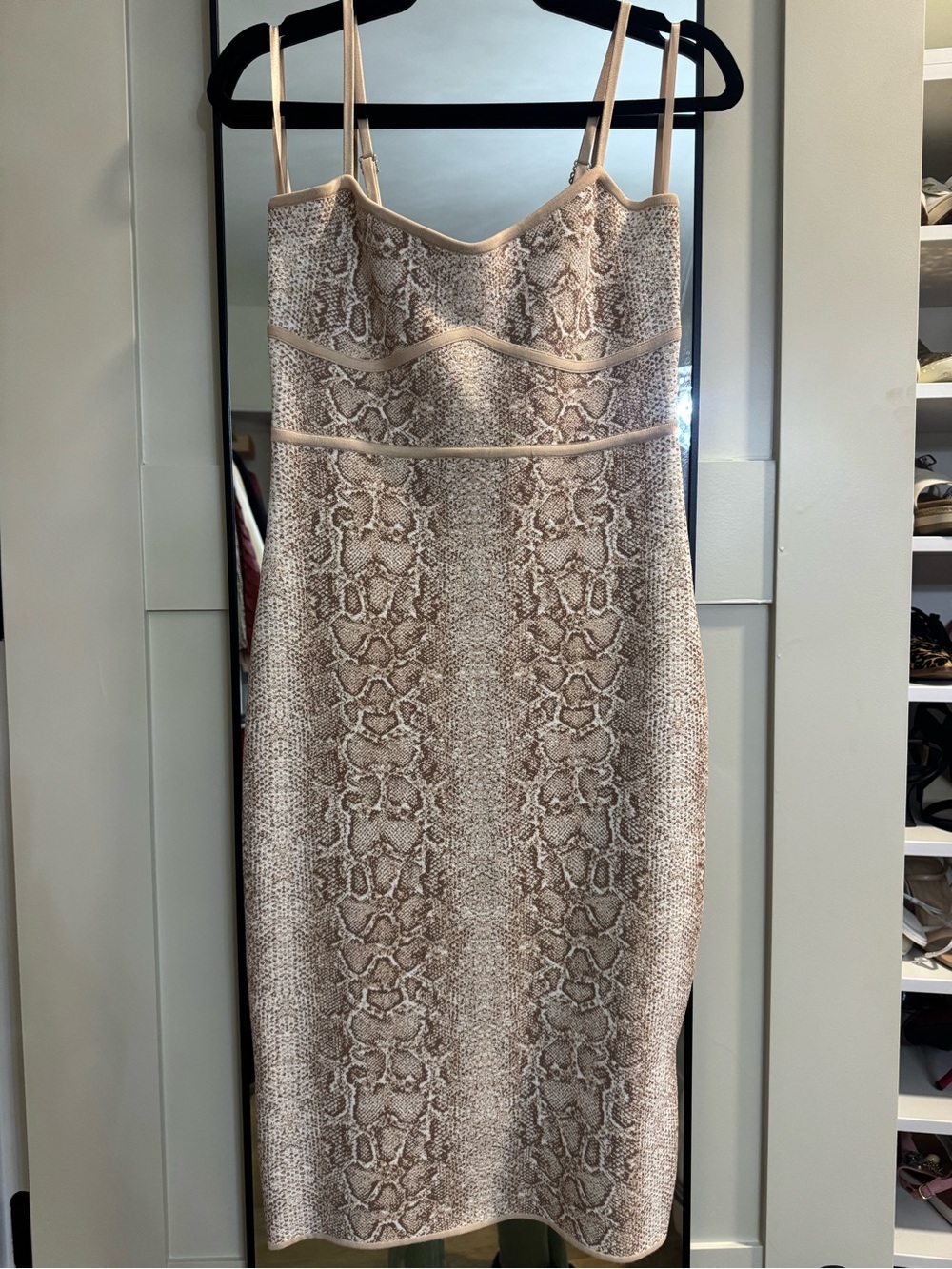 BCBGMaxAzria Beige Snake-Print Slip Dress